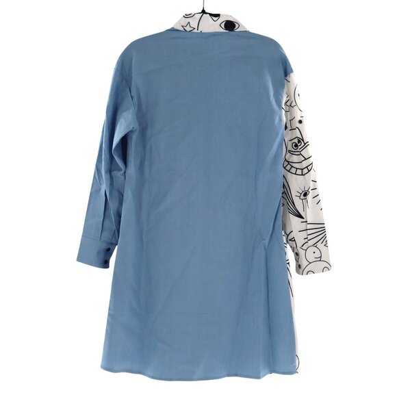 Leena Two-Tone‎ Shirt Dress Womens Demure Statement Creative Playful Artist NWT - Picture 3 of 13